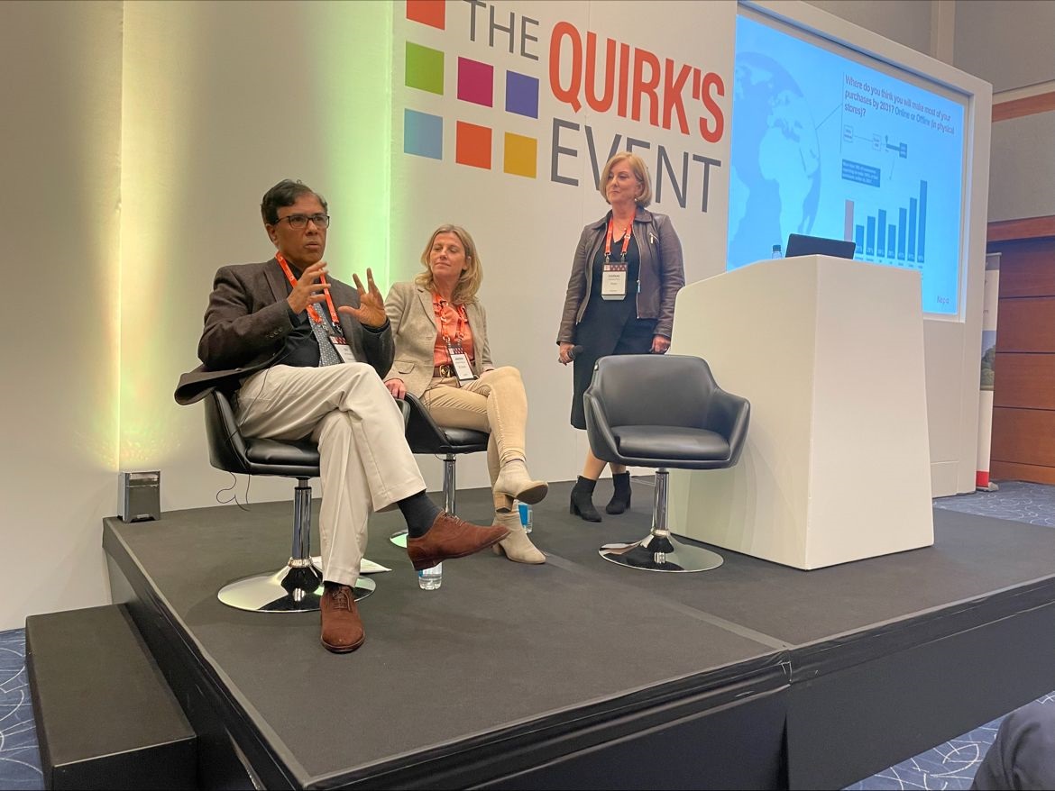 Nepa's Lindsay Parry hosting a panel discussion at the Quirk's Event London 2022